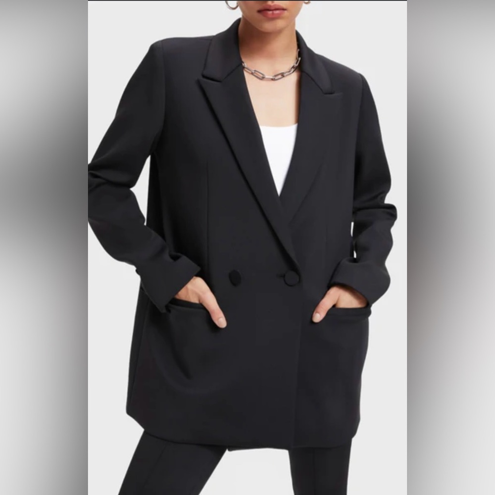 Good American Women’s Black Button Up Scuba Blazer 2.0 W/ Pockets Size 4 (XL)